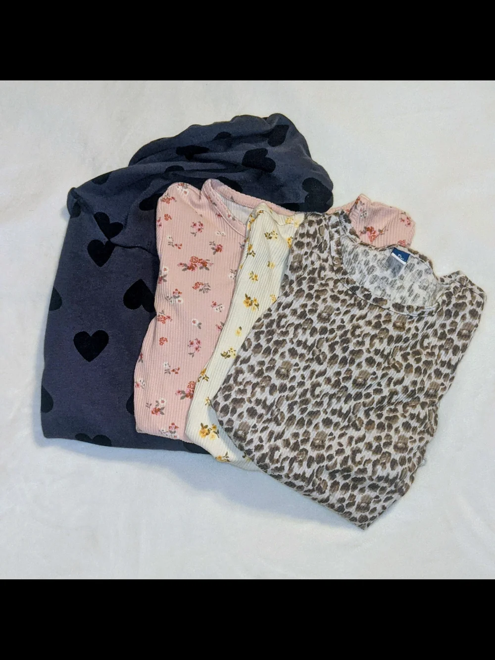 Kids Heart & Animal Print Tops - Assorted Pink, Cream, Blue